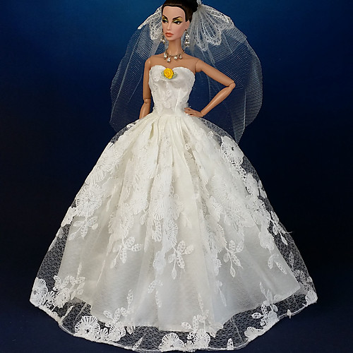 

Doll Dress Wedding For Barbiedoll Lace Organza Dress For Girl's Doll Toy / Kids