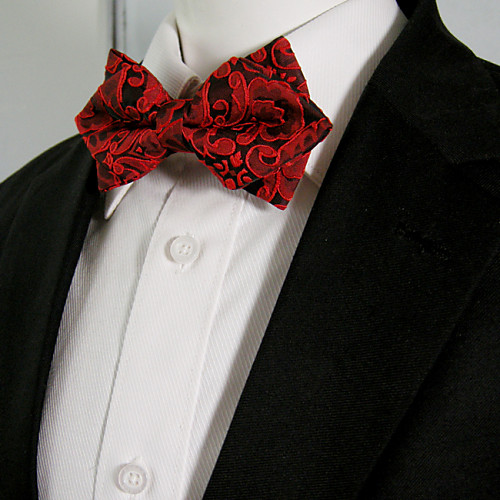 

Men's Casual Plain Red Pre-tied Ajustable Wedding Silk Blend Fashion Bow Tie