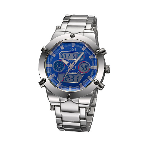 

Муж. Наручные часы Японский кварц Нержавеющая сталь Черный / Серебристый металл 30 m Защита от влаги Будильник Календарь Аналого-цифровые Серебряный Темно-серый Серебряный-Синий / Секундомер