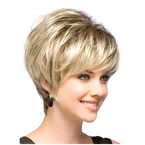 

Synthetic Wig Straight Style Bob Wig Synthetic Hair Women's Dark Roots Side Part Wig Short StrongBeauty