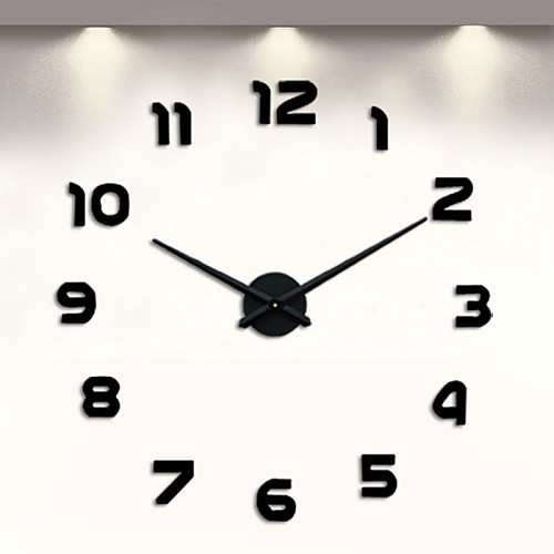 

diy настенные часы без рамки, 3d настенные часы большие немые настенные наклейки для гостиной спальни украшения для дома (черный)