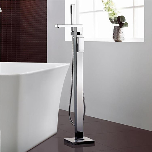 

Смеситель для ванны - Современный Хром Установка на полу Керамический клапан Bath Shower Mixer Taps / Одной ручкой одно отверстие