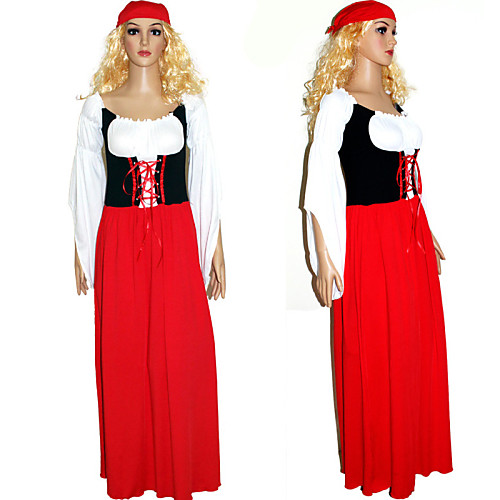 фото Октоберфест широкая юбка в сборку trachtenkleider жен. платье головные уборы баварский костюм красный / хлопок Lightinthebox