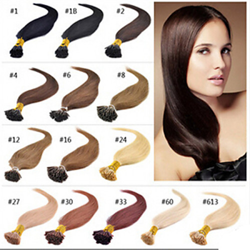 

Fusion / I Tip Human Hair Extensions Straight Human Hair Pink
