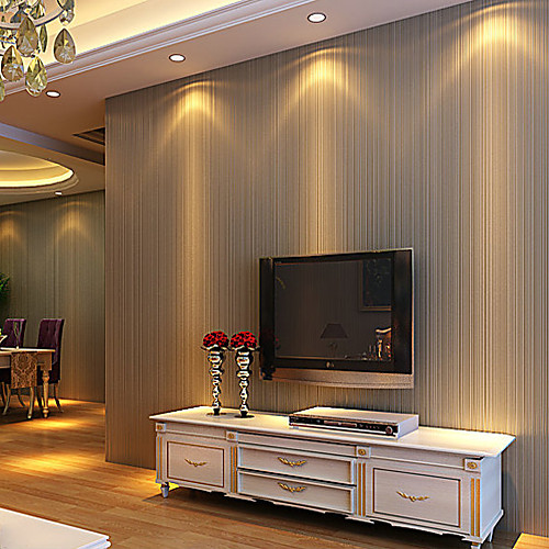 

Stripe Home Decoration Contemporary Wall Covering, Non-woven Paper Material Adhesive required Wallpaper, Room Wallcovering