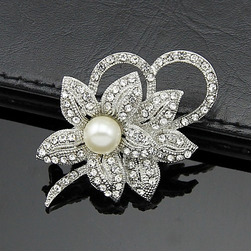 

Women's Brooches Flower Ladies Party Work Fashion Italian Pearl Crystal Cubic Zirconia Brooch Jewelry White For Wedding Party Special Occasion Anniversary Birthday Masquerade