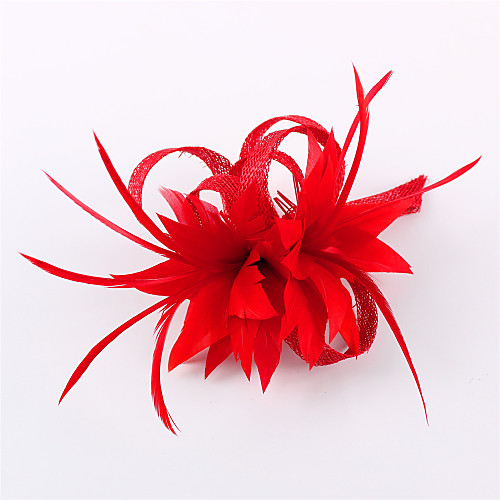 

Лен Перья Fascinators Головные уборы with Цветы 1шт Свадьба Особые случаи Повседневные на открытом воздухе Заставка