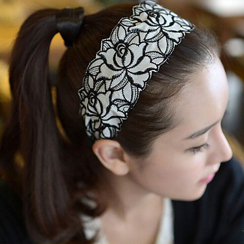 

Hot Style Embroidery Lace Wide Hair Hoop Hair Band Han Edition Fashion Hair Hoop Roses