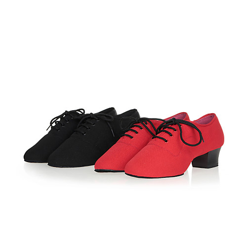 

Women's Modern Shoes / Ballroom Shoes Canvas Lace-up Sneaker / Split Sole Ruched / Lace-up / Fur Chunky Heel Non Customizable Dance Shoes Black / Red / Indoor / Performance / Practice / Professional