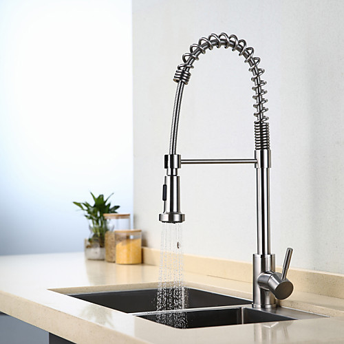 

Kitchen faucet - One Hole Stainless Steel Pull-out / ­Pull-down Deck Mounted Contemporary Kitchen Taps / Single Handle One Hole
