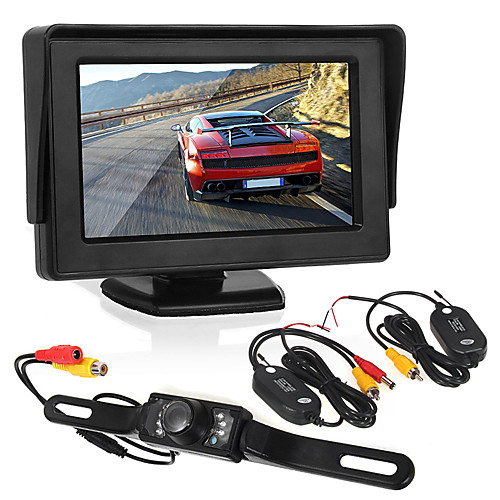 фото Автомобильный реверсивный мониторинг4,3-дюймовый дисплей / светодиодная видеокамера / беспроводной передатчик и приемник Lightinthebox