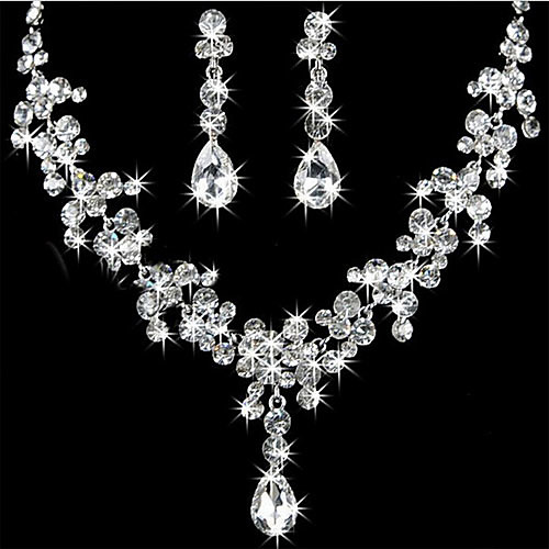 

Women's Jewelry Set Pear Cut Ladies Elegant Bridal everyday Iced Out Rhinestone Earrings Jewelry For Wedding Party Birthday Engagement Gift Masquerade / Necklace