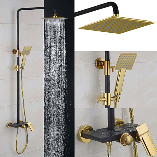 

Shower Faucet - Contemporary Chrome Wall Mounted Ceramic Valve Bath Shower Mixer Taps / Brass