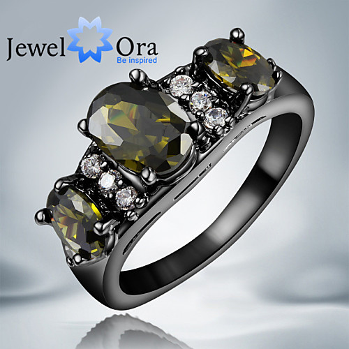 

Women's Band Ring Cubic Zirconia Screen Color Dark Green Cubic Zirconia Gold Plated Fashion Party Jewelry