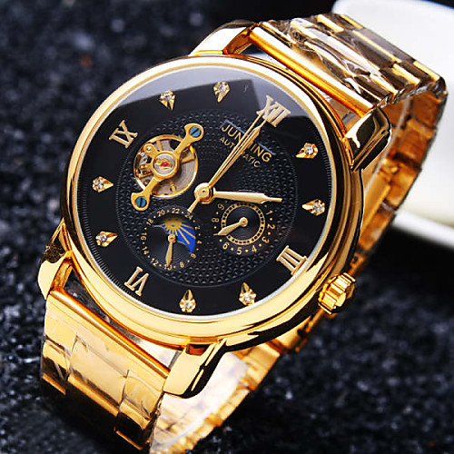 

Men's Mechanical Watch Japanese Automatic self-winding Stainless Steel Gold 30 m Water Resistant / Waterproof Hollow Engraving Creative Analog Luxury Classical Sparkle Elegant & Luxurious - Black