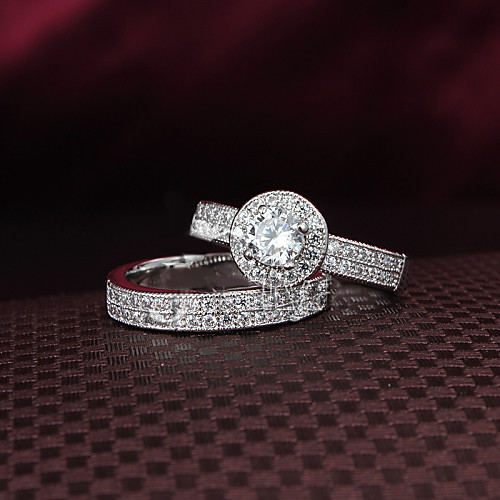 

Women's Band Ring Cubic Zirconia Silver Zircon Cubic Zirconia Silver Plated Wedding Party Jewelry