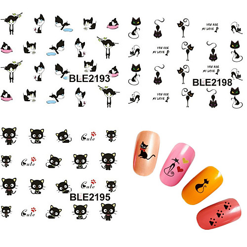 

11 pcs 3D Nail Stickers Water Transfer Sticker Creative nail art Manicure Pedicure Punk / Fashion Daily