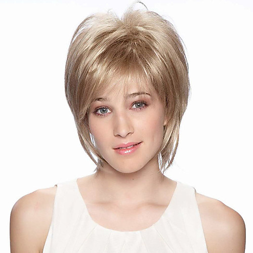 Человеческие волосы без парики Натуральные волосы Прямой Короткие Прически 2019 Стиль Без шапочки-основы Парик / Прямой силуэт