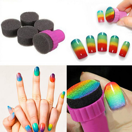 

1 комплект DIY 1 штампа 4 изменчива губки ногтей дизайн оттенок передача штампа