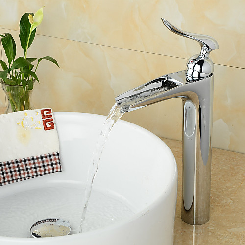 

Ванная раковина кран - Водопад Хром По центру Одной ручкой одно отверстиеBath Taps