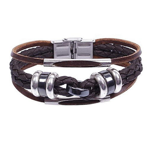

Men Bracelet European Style Punk Multilayer Leather Bracelet