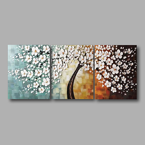 

Oil Painting Hand Painted - Floral / Botanical Modern Stretched Canvas / Three Panels