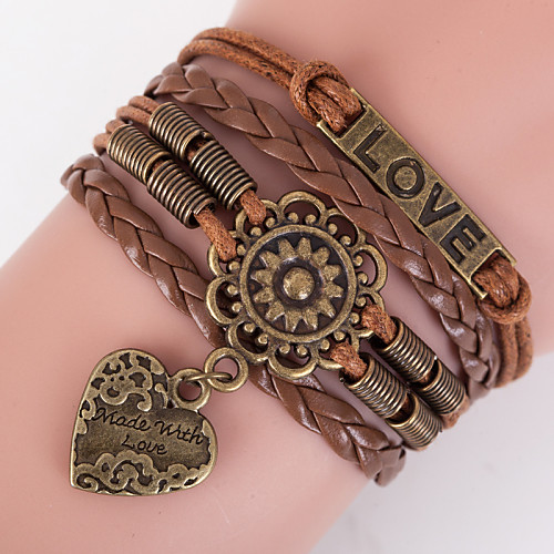 

Men's Women's Wrap Bracelet Leather Bracelet Love Ladies Inspirational Leather Bracelet Jewelry Brown For Christmas Gifts Daily Casual Sports