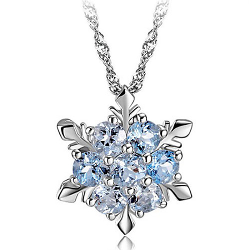 

Women's Crystal Pendant Necklace faceter Snowflake Ladies Fashion Synthetic Gemstones Sterling Silver Crystal Green Blue Pink Necklace Jewelry For Party Daily Casual