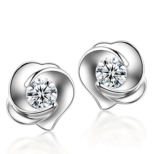 

Crystal Stud Earrings Round Cut Roses Flower Ladies Fashion Sterling Silver Crystal Silver Earrings Jewelry Silver For Wedding Party Daily Masquerade Engagement Party Prom