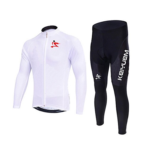 

KEIYUEM Men's Women's Long Sleeve Cycling Jersey with Tights Bike Tights Clothing Suit Waterproof Windproof Breathable Quick Dry Winter Sports Fleece Classic Clothing Apparel / Stretchy