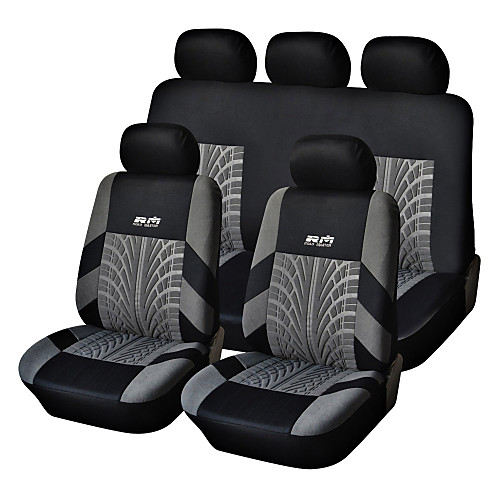 

5 мест универсальный чехол для автомобильного сидения черный / серый текстильный материал колесико для сиденья (9 шт. На комплект)