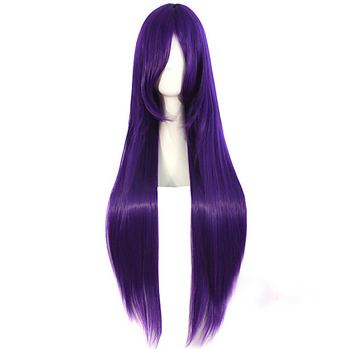 

anime cosplay female purple 100cm long straight hair wig high temperature hair Halloween