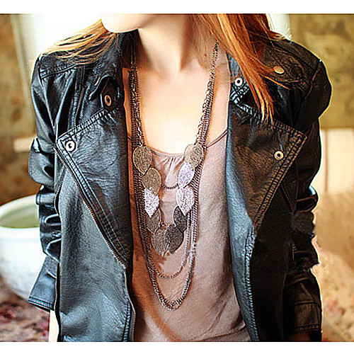 

Women's Layered Necklace Alloy Rose Gold Silver Gray Necklace Jewelry For