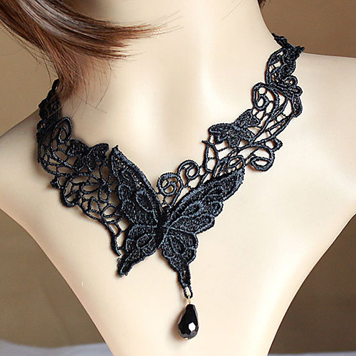 

Women's Choker Necklace Gothic Jewelry Tattoo Choker Butterfly Animal Ladies Tattoo Style Gothic Fashion Lace White Black Necklace Jewelry For Wedding Party Daily Casual