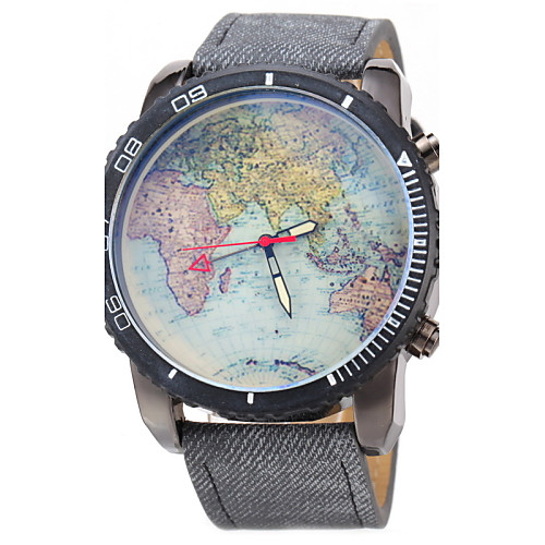

JUBAOLI Men's Wrist Watch World Map Quartz Leather Black / Blue Casual Watch Analog Classic World Map - Black Dark Blue Light Blue