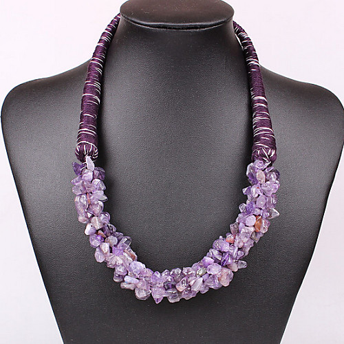 

Women's Crystal Choker Necklace Ladies Druzy Synthetic Gemstones Purple Blue Necklace Jewelry For Party