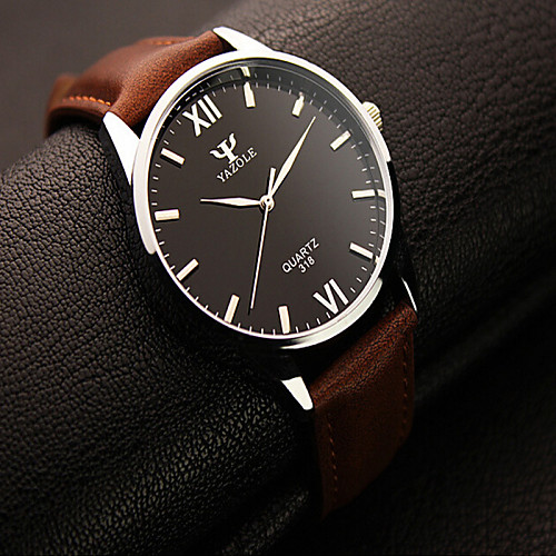 

Men's Wrist Watch Leather Black / Brown Casual Watch Analog Ladies Charm - Black / White Black Brown / White One Year Battery Life / Stainless Steel