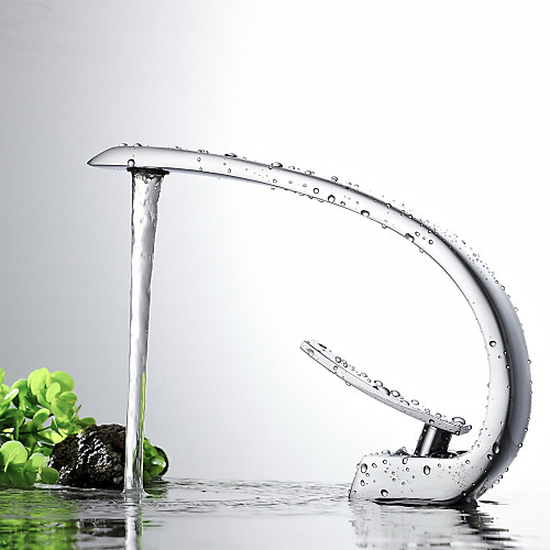 

Ванная раковина кран - Водопад Хром Чаша Одно отверстие / Одной ручкой одно отверстиеBath Taps
