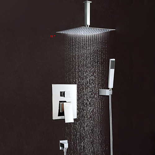 

Смеситель для душа - Современный Хром На стену Медный клапан Bath Shower Mixer Taps / Латунь / Одной ручкой три отверстия