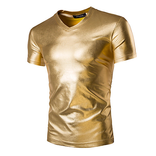 

Men's Daily Sports Weekend Basic / Exaggerated Slim T-shirt - Solid Colored Gold / Short Sleeve