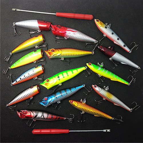 

17 pcs Fishing Lures Minnow Popper Vibration / VIB Lure Packs Floating Sinking Bass Trout Pike Sea Fishing Bait Casting Ice Fishing Plastic / Spinning / Jigging Fishing / Freshwater Fishing