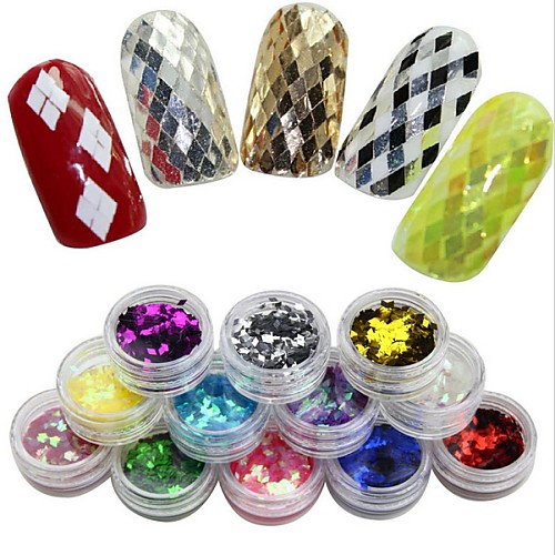 

12 pcs Glitter Powder Sequins nail art Manicure Pedicure Daily Abstract / Fashion