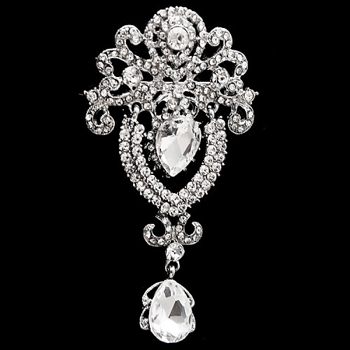 

Women's Brooches Pear Cut Solitaire Flower Ladies Fashion Imitation Diamond Brooch Jewelry White For Wedding Party Special Occasion Anniversary Birthday Masquerade