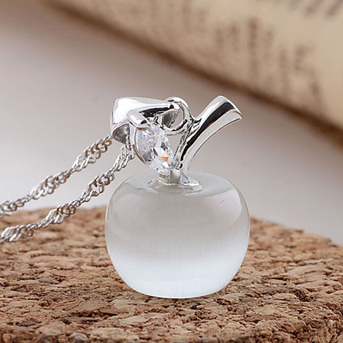 

Women's Pendant Necklace Fashion Sterling Silver Rhinestone Opal White Pink Necklace Jewelry For Party Daily Casual