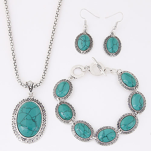 

Women's Turquoise Jewelry Set Ladies Luxury European western style Elizabeth Locke Resin Turquoise Earrings Jewelry Red / Blue For Party Daily Casual / Necklace / Bracelets & Bangles