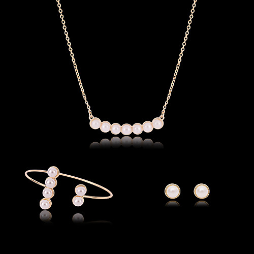 

Pearl Jewelry Set Stud Earrings Pendant Necklace Dainty Ladies Party Fashion Delicate Rose Gold Pearl Rhinestone Earrings Jewelry White For Party Special Occasion Anniversary Birthday Gift 1 set