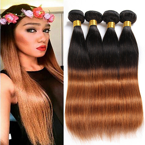 

4 bundles 8 26 brazilian straight virgin hair unprocessed wefts ombre 1b 30 color human hair
