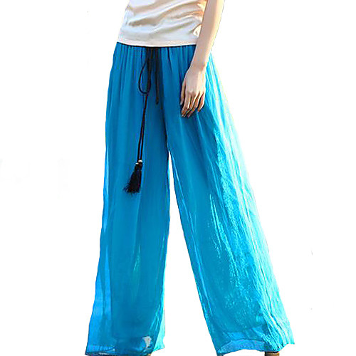 

Women's Boho Going out Weekend Loose Wide Leg Pants - Solid Colored Green Blue Pink M L XL