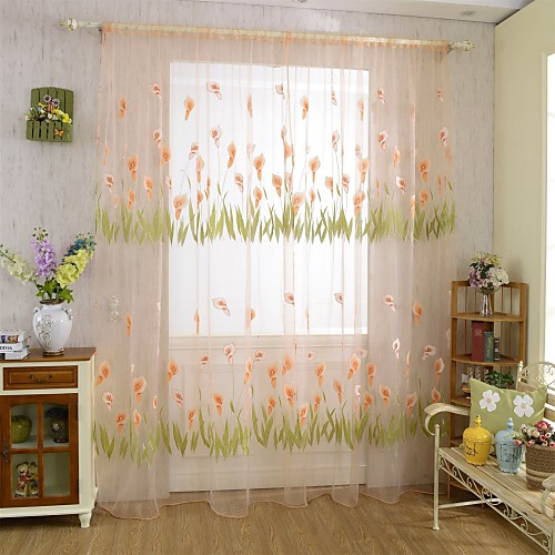 

Country Sheer Curtains Shades One Panel Living Room Curtains / Jacquard