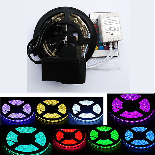 

ZDM 1PC Waterproof 1M 15W 60 x 5050 10mm RGB LED Light Led Tiktok LED Strip Lights 44Key IR Controller with 12V/2A EU/US Adapter Light Sets